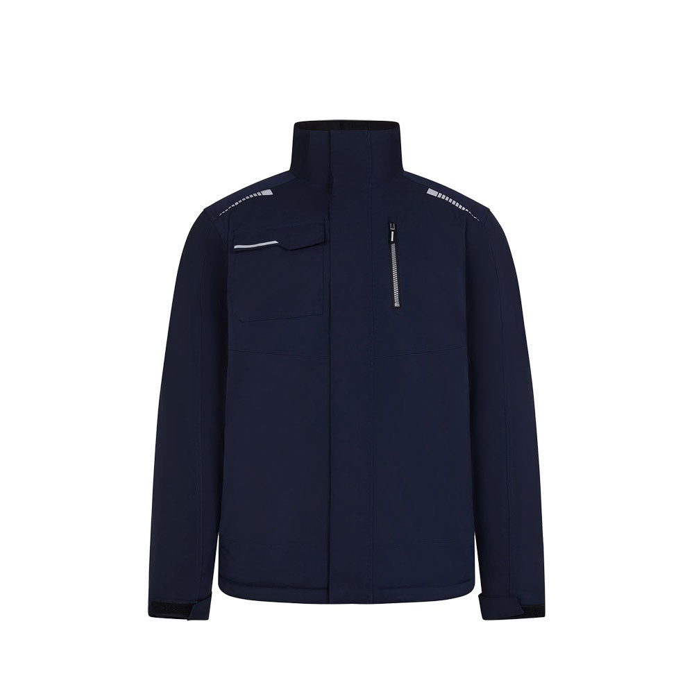 VL NYX promotional jacket in navy blue with custom logo branding