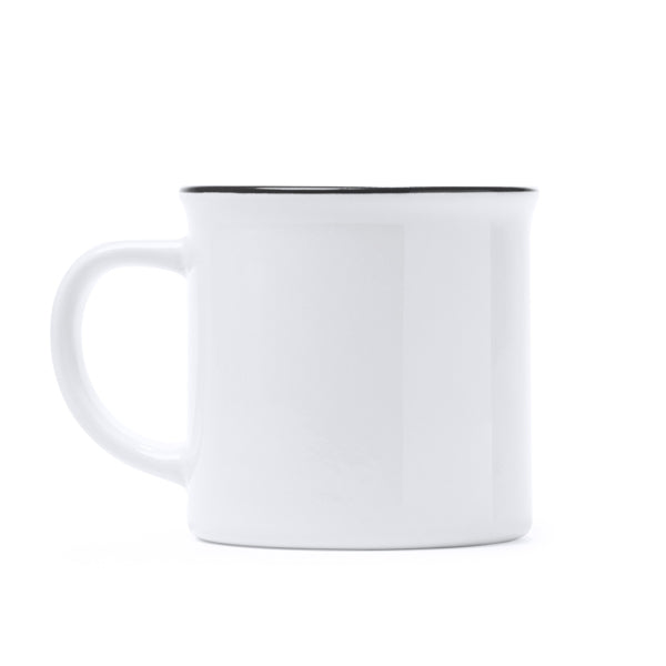Stamina KUMBO Ceramic mug 300 ml in white/black - promotional merchandise printed with your company logo