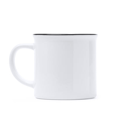 Stamina KUMBO Ceramic mug 300 ml in white/black - promotional merchandise printed with your company logo