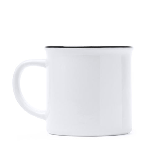 Stamina KUMBO Ceramic mug 300 ml in white/black - promotional merchandise printed with your company logo