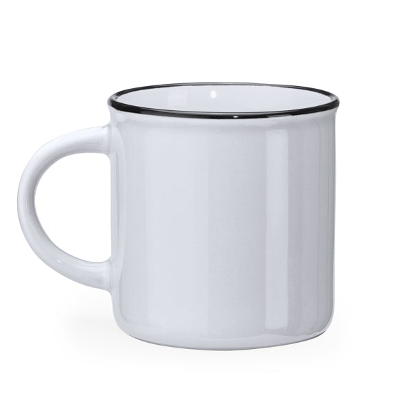 Stamina JACK Retro style ceramic mug 300 ml in white/white - promotional merchandise printed with your company logo