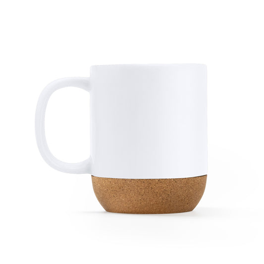 Stamina ROSELLA Ceramic and cork mug 420 ml in white - promotional merchandise printed with your company logo