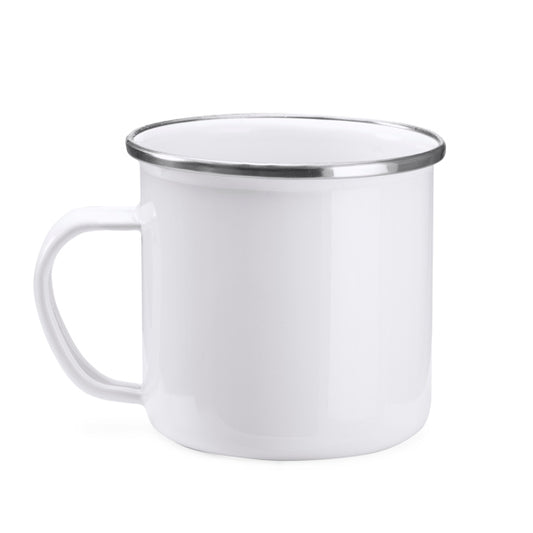Stamina DAMASCO Fantastic enamelled metal mug 370 ml in white - promotional merchandise printed with your company logo