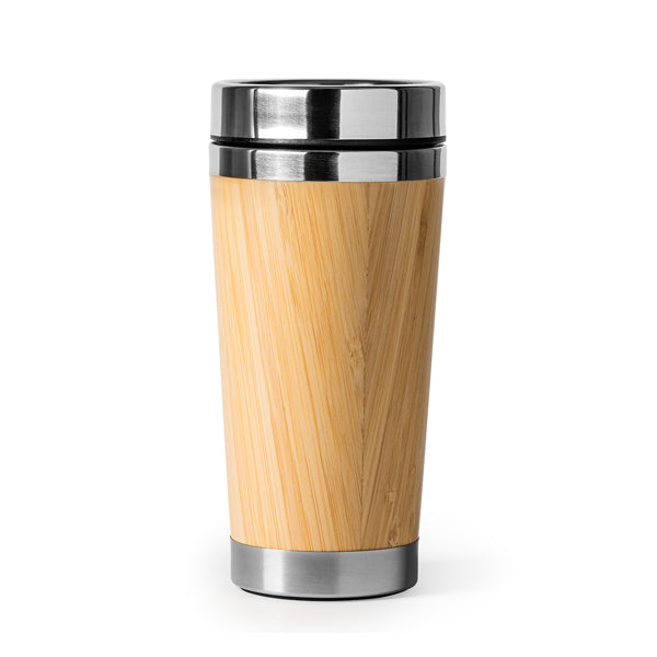 Stamina YABA Bamboo and stainless steel mug 500 ml in beige - promotional merchandise printed with your company logo
