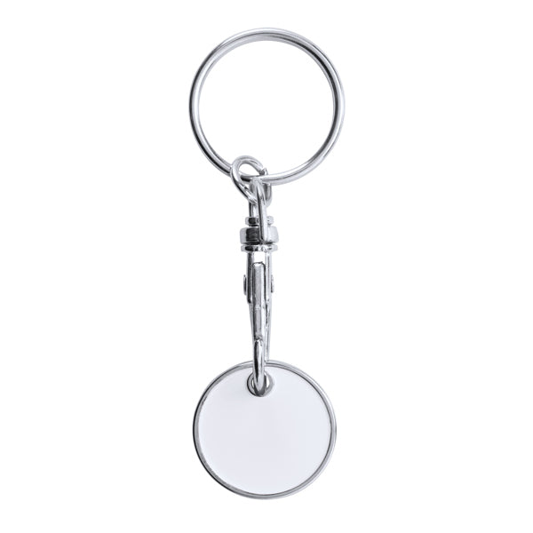 Stamina TONIC Metal and enamel keyring in white - promotional merchandise printed with your company logo