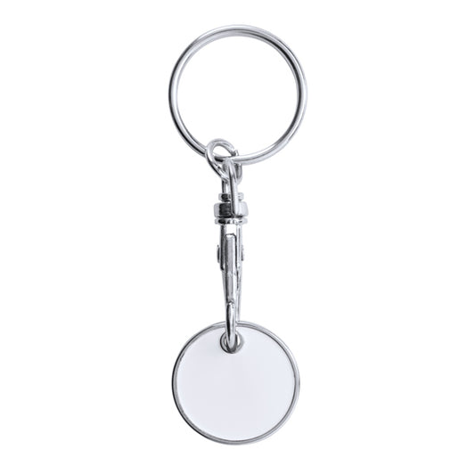 Stamina TONIC Metal and enamel keyring in white - promotional merchandise printed with your company logo