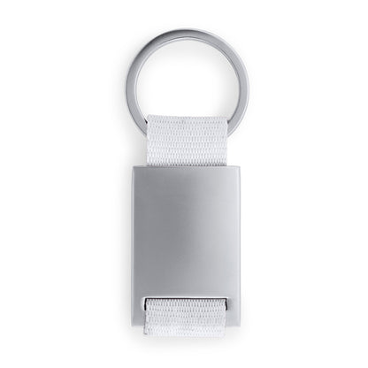 Stamina MINERAL Metal and polyester keyring in white - promotional merchandise printed with your company logo