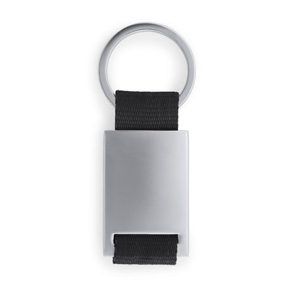 Stamina MINERAL Metal and polyester keyring in black - promotional merchandise printed with your company logo