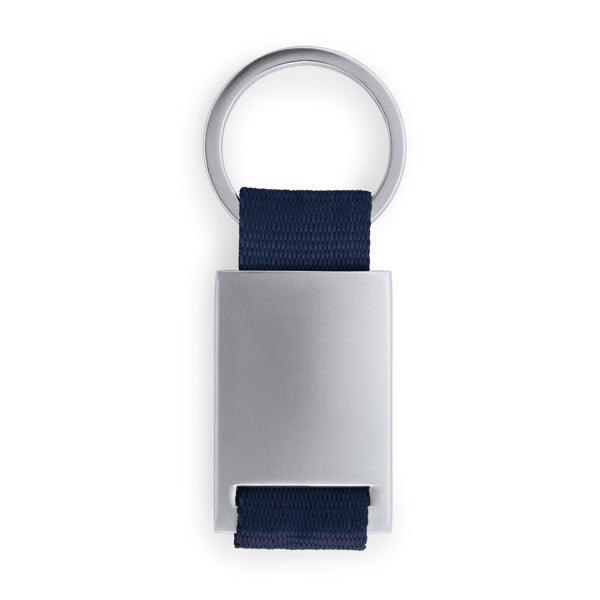 Stamina MINERAL Metal and polyester keyring in navy blue - promotional merchandise printed with your company logo