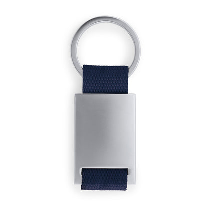 Stamina MINERAL Metal and polyester keyring in navy blue - promotional merchandise printed with your company logo