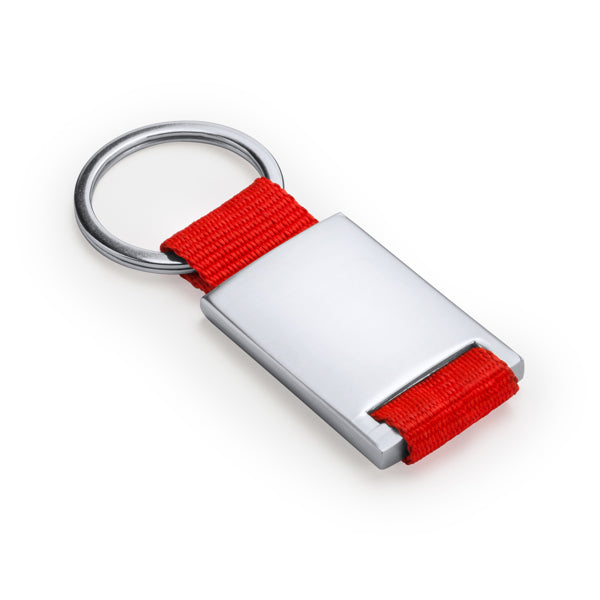 Stamina MINERAL Metal and polyester keyring in white - promotional merchandise printed with your company logo