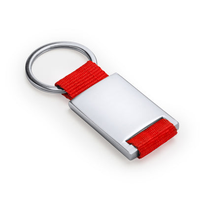 Stamina MINERAL Metal and polyester keyring in white - promotional merchandise printed with your company logo