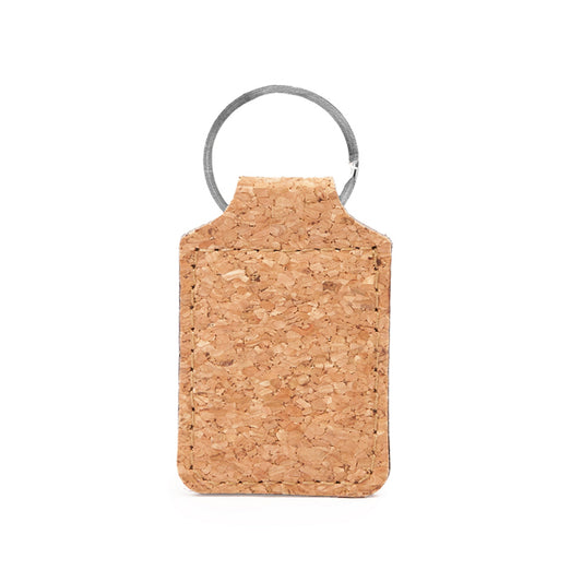 Stamina HIBIS Cork and metal keyring in rectangular - promotional merchandise printed with your company logo