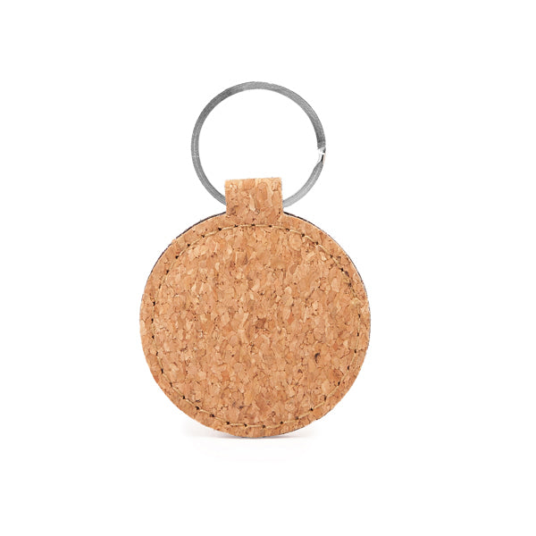 Stamina HIBIS Cork and metal keyring in round - promotional merchandise printed with your company logo