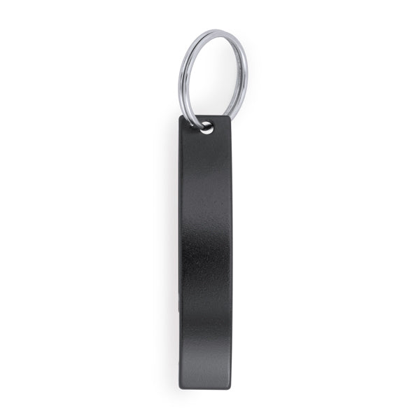 Stamina SPARKLING Aluminium opener keyring in black - promotional merchandise printed with your company logo