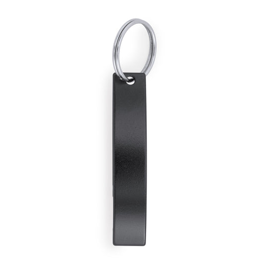 Stamina SPARKLING Aluminium opener keyring in black - promotional merchandise printed with your company logo