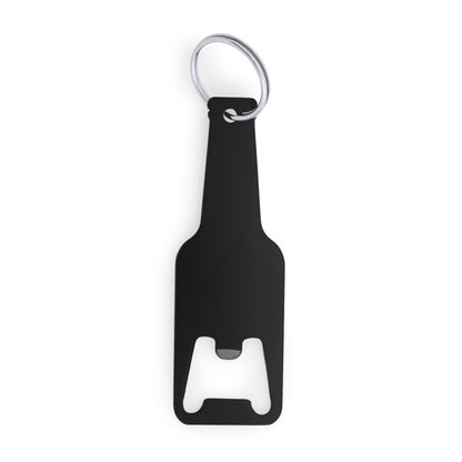 Stamina STOUT Opener aluminium keyring in black - promotional merchandise printed with your company logo
