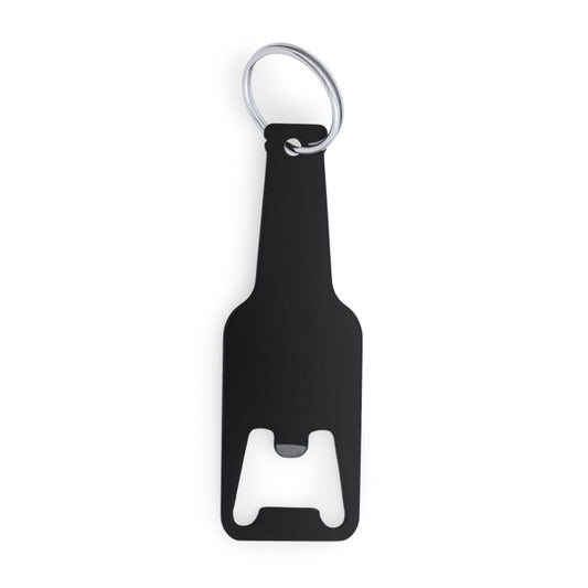 Stamina STOUT Opener aluminium keyring in black - promotional merchandise printed with your company logo