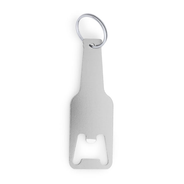 Stamina STOUT Opener aluminium keyring in silver - promotional merchandise printed with your company logo