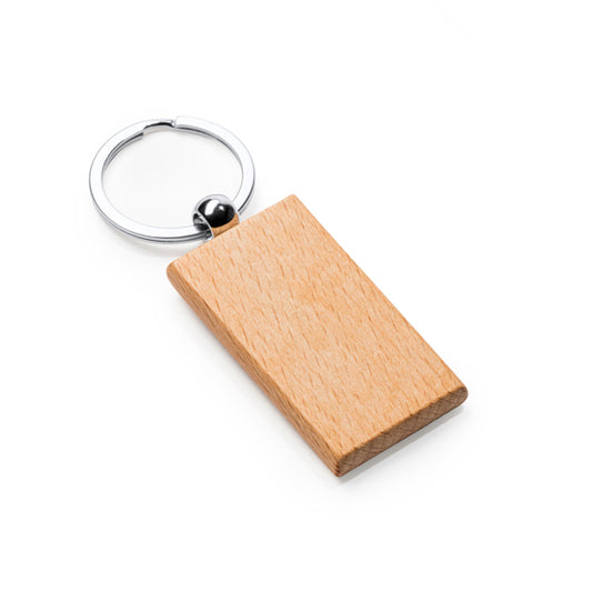 Stamina SILA Natural wood keyring in rectangular - promotional merchandise printed with your company logo