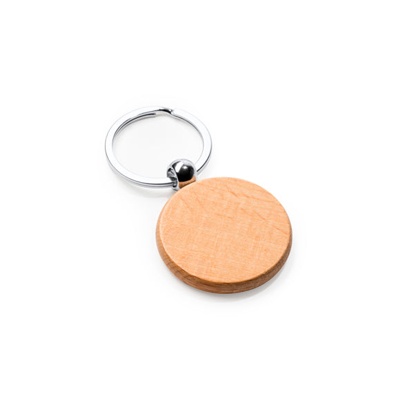 Stamina SILA Natural wood keyring in round - promotional merchandise printed with your company logo