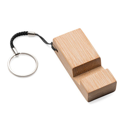 Stamina STELO Bamboo keyring in beige - promotional merchandise printed with your company logo