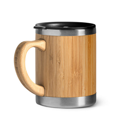 Stamina PANA Stainless steel and bamboo thermal cup 340 ml in beige - promotional merchandise printed with your company logo