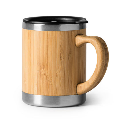 Stamina PANA Stainless steel and bamboo thermal cup 340 ml in beige - promotional merchandise printed with your company logo