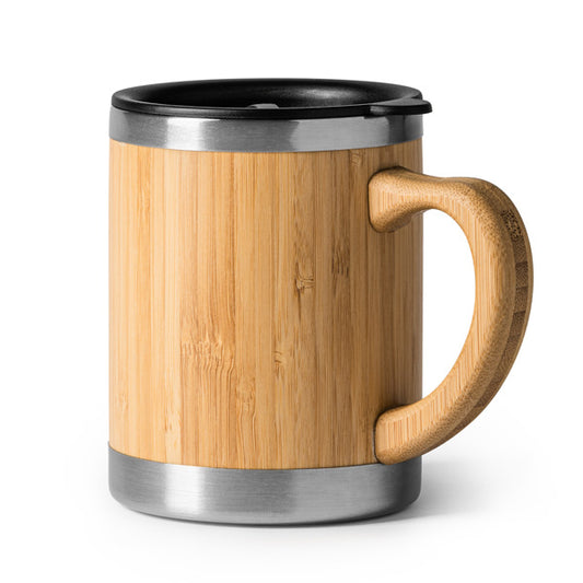 Stamina PANA Stainless steel and bamboo thermal cup 340 ml in beige - promotional merchandise printed with your company logo