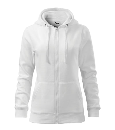 MALFINI TRENDY ZIPPER Women's sweatshirt in white - promotional clothing printed with your company logo