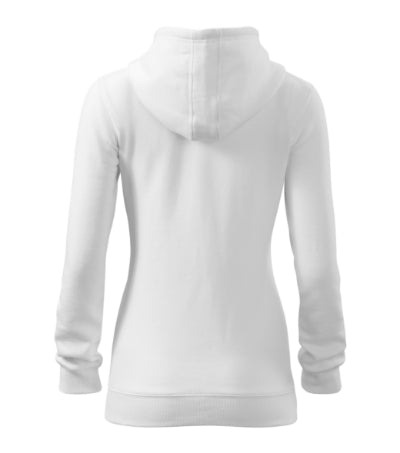 MALFINI TRENDY ZIPPER Women's sweatshirt in white - promotional clothing printed with your company logo