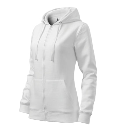 MALFINI TRENDY ZIPPER Women's sweatshirt in white - promotional clothing printed with your company logo