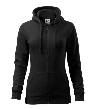 MALFINI TRENDY ZIPPER Women's sweatshirt in black - promotional clothing printed with your company logo