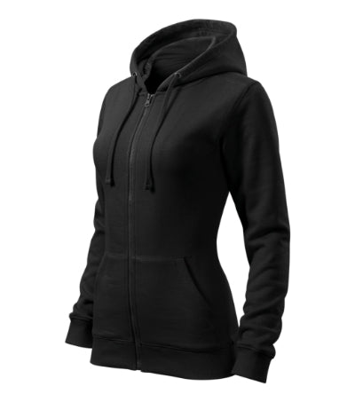 MALFINI TRENDY ZIPPER Women's sweatshirt in black - promotional clothing printed with your company logo
