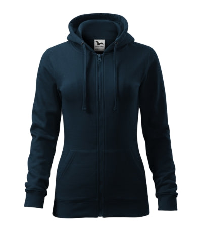 MALFINI TRENDY ZIPPER Women's sweatshirt in navy blue - promotional clothing printed with your company logo