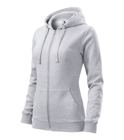 MALFINI TRENDY ZIPPER Women's sweatshirt in ash melange - promotional clothing printed with your company logo