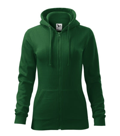 MALFINI TRENDY ZIPPER Women's sweatshirt in bottle green - promotional clothing printed with your company logo