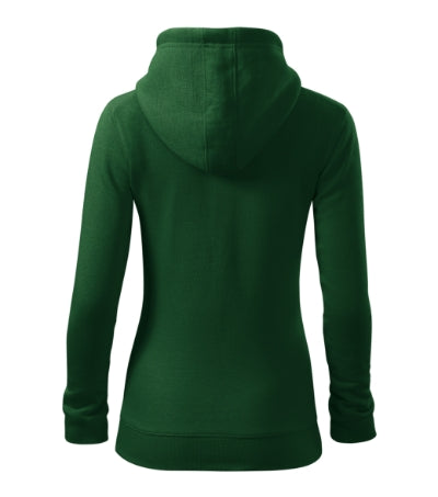 MALFINI TRENDY ZIPPER Women's sweatshirt in bottle green - promotional clothing printed with your company logo