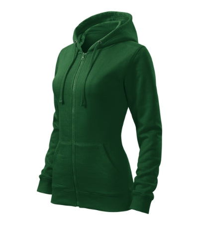 MALFINI TRENDY ZIPPER Women's sweatshirt in bottle green - promotional clothing printed with your company logo