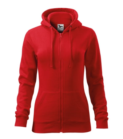 MALFINI TRENDY ZIPPER Women's sweatshirt in red - promotional clothing printed with your company logo