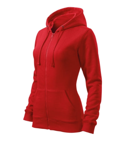 MALFINI TRENDY ZIPPER Women's sweatshirt in red - promotional clothing printed with your company logo