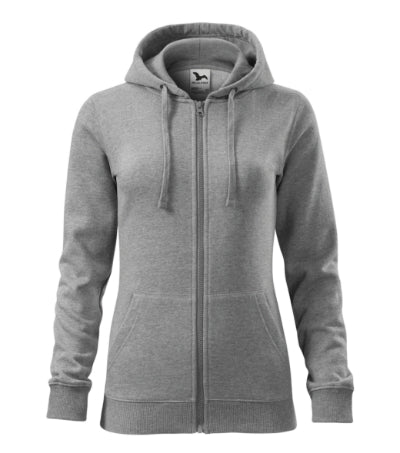 MALFINI TRENDY ZIPPER Women's sweatshirt in dark gray melange - promotional clothing printed with your company logo