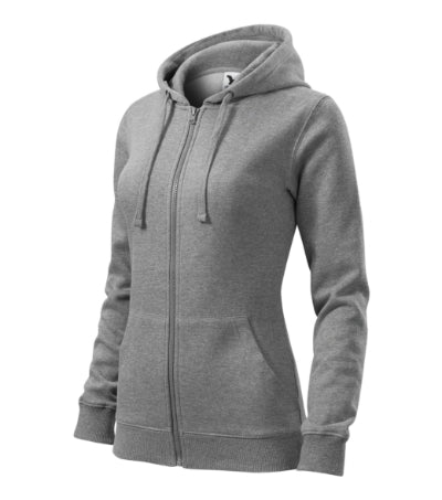 MALFINI TRENDY ZIPPER Women's sweatshirt in dark gray melange - promotional clothing printed with your company logo
