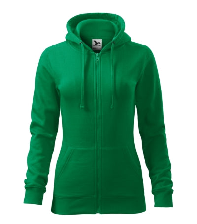 MALFINI TRENDY ZIPPER Women's sweatshirt in kelly green - promotional clothing printed with your company logo