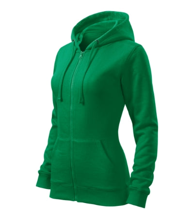 MALFINI TRENDY ZIPPER Women's sweatshirt in kelly green - promotional clothing printed with your company logo