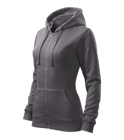 MALFINI TRENDY ZIPPER Women's sweatshirt in steel gray - promotional clothing printed with your company logo