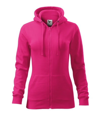 MALFINI TRENDY ZIPPER Women's sweatshirt in magenta - promotional clothing printed with your company logo