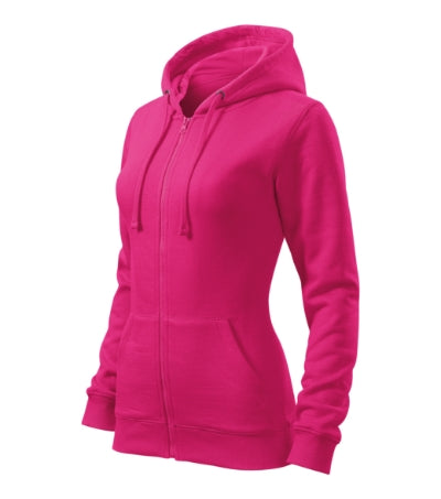 MALFINI TRENDY ZIPPER Women's sweatshirt in magenta - promotional clothing printed with your company logo