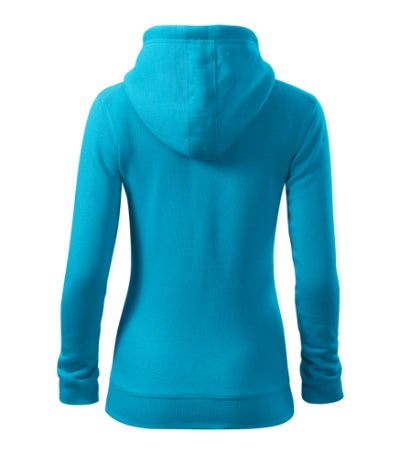 MALFINI TRENDY ZIPPER Women's sweatshirt in blue atoll - promotional clothing printed with your company logo