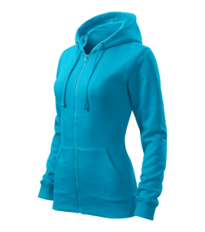 MALFINI TRENDY ZIPPER Women's sweatshirt in blue atoll - promotional clothing printed with your company logo